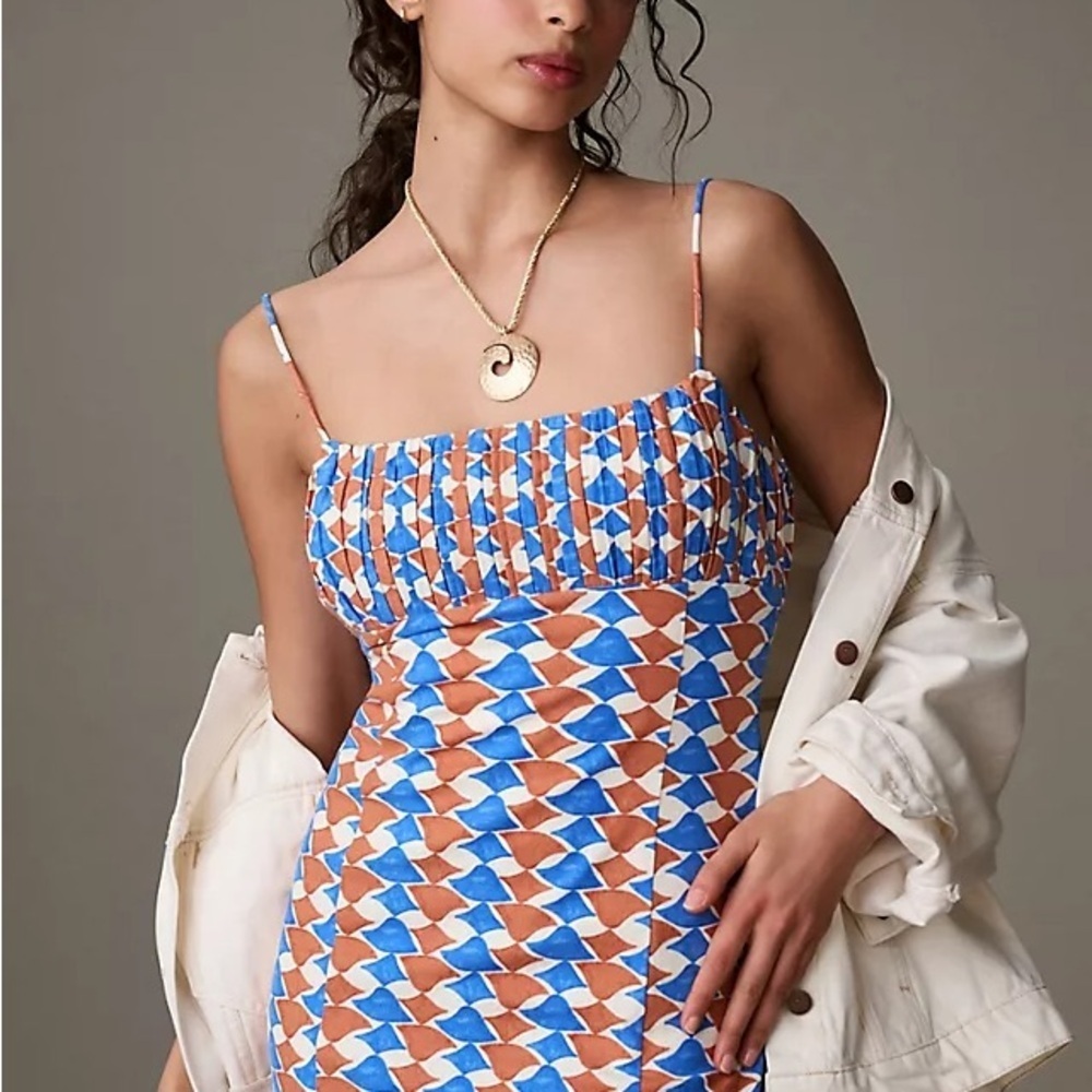 ❤️ NWT The Ophelia Sleeveless Linen Slim Mini Dress by Maeve Blue Floral Wave 12 - Picture 4 of 9